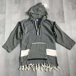 KOZA WOMENS KNIT PONCHO SWEATER  CHEVRON LONG SLEEVES SMALL